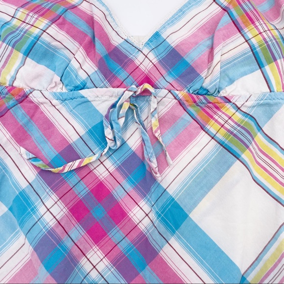 Vintage 2000s Y2K Victoria's Secret Spaghetti Strap Mini Dress Multicolor Plaid - Picture 4 of 7